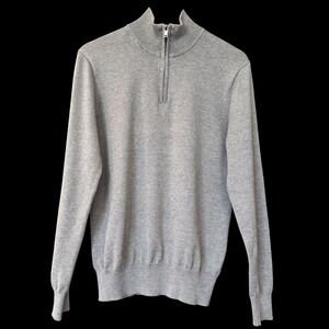 CIAO Italy Men's Gray Mock Neck Quarter Zip Knit Sweater Size M #404